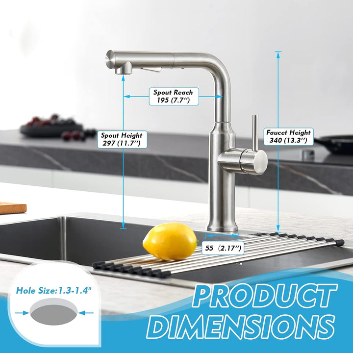 CREA Wasserhahn Küche mit Brause, Küchenarmatur mit 2 Strahlarten, Ausziehbarer Spültischarmatur Küc