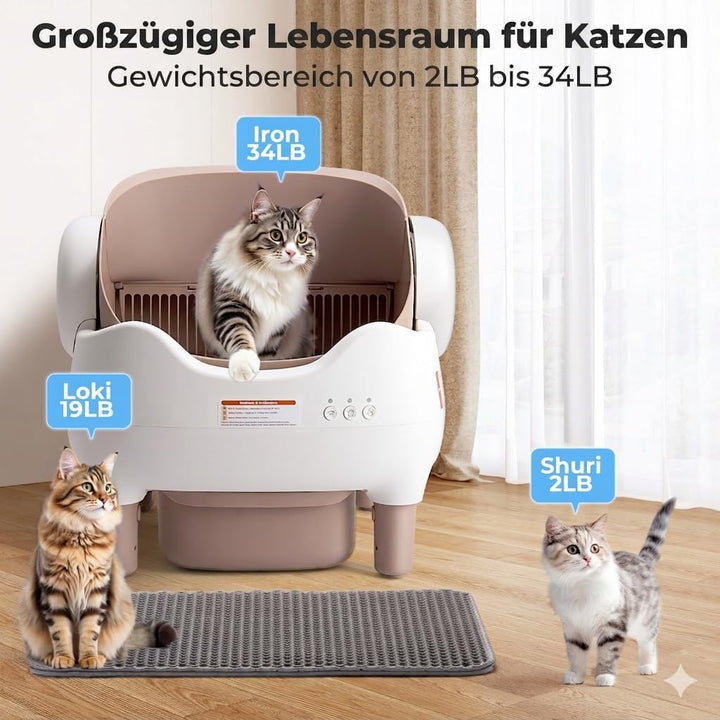 Fsitego Katzenklo Selbstreinigend: Automatische Katzentoilette mit App-Steuerung – Elektrische Katze
