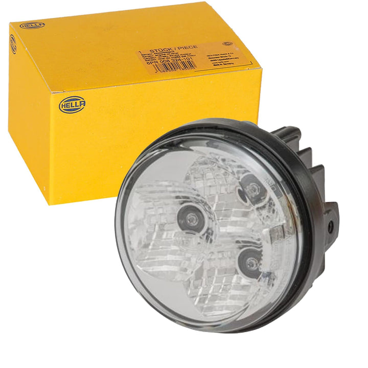 HELLA - LED-Tagfahrleuchte - 90mm - 24/12V - rund - Lichtscheibenfarbe: glasklar - LED-Lichtfarbe: w