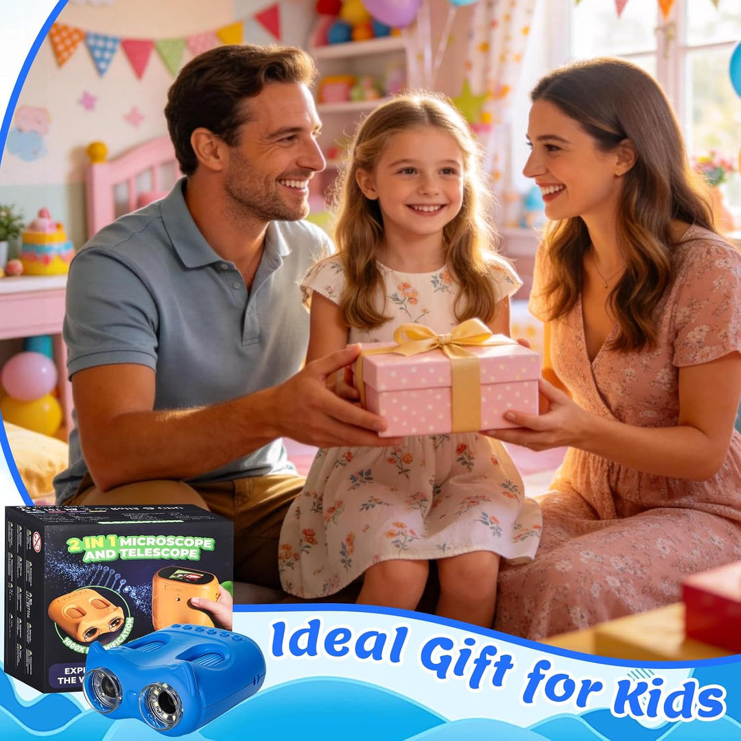 2-in-1 Digitales Mikroskop für Kinder, 1080P HD 2.0" Bildschirm Taschenmikroskop, 1000X, 8 LED Foto