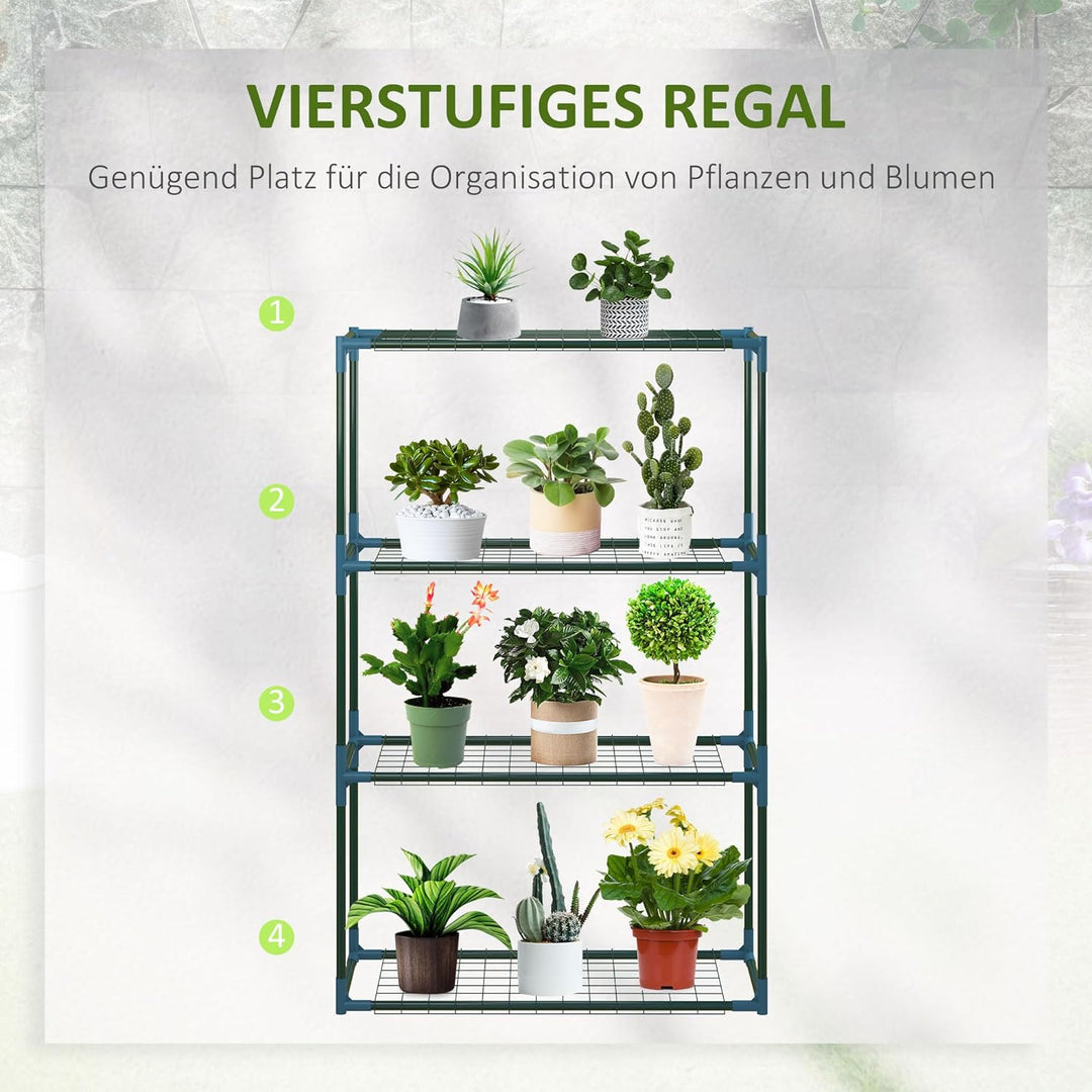 Outsunny Pflanzenregal 2er Set, Pflanzenständer mit 4 Etagen, Blumenständer, Blumenregal für Balkon,