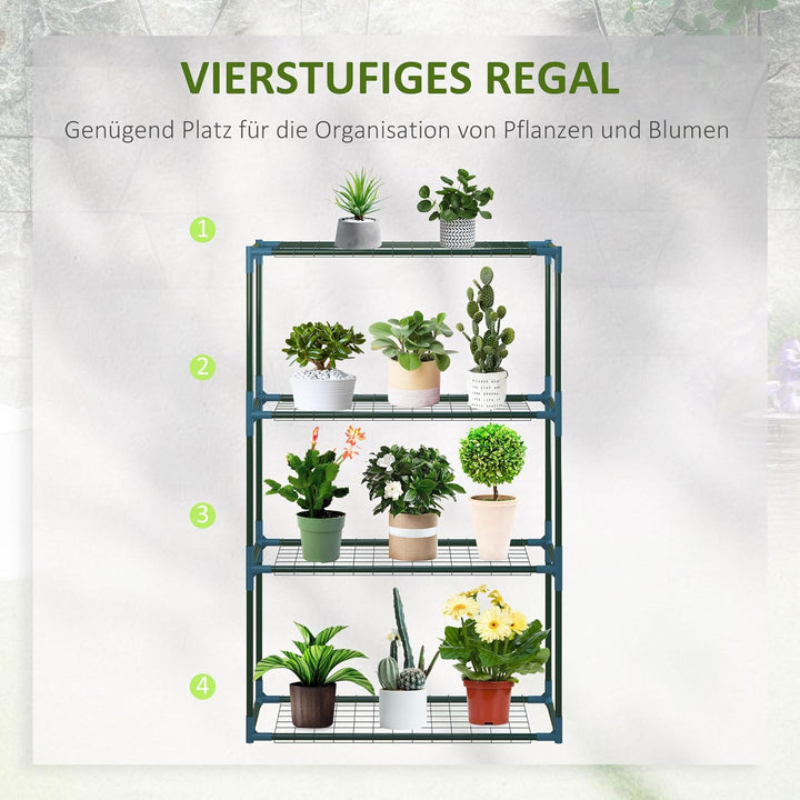 Outsunny Pflanzenregal 2er Set, Pflanzenständer mit 4 Etagen, Blumenständer, Blumenregal für Balkon,