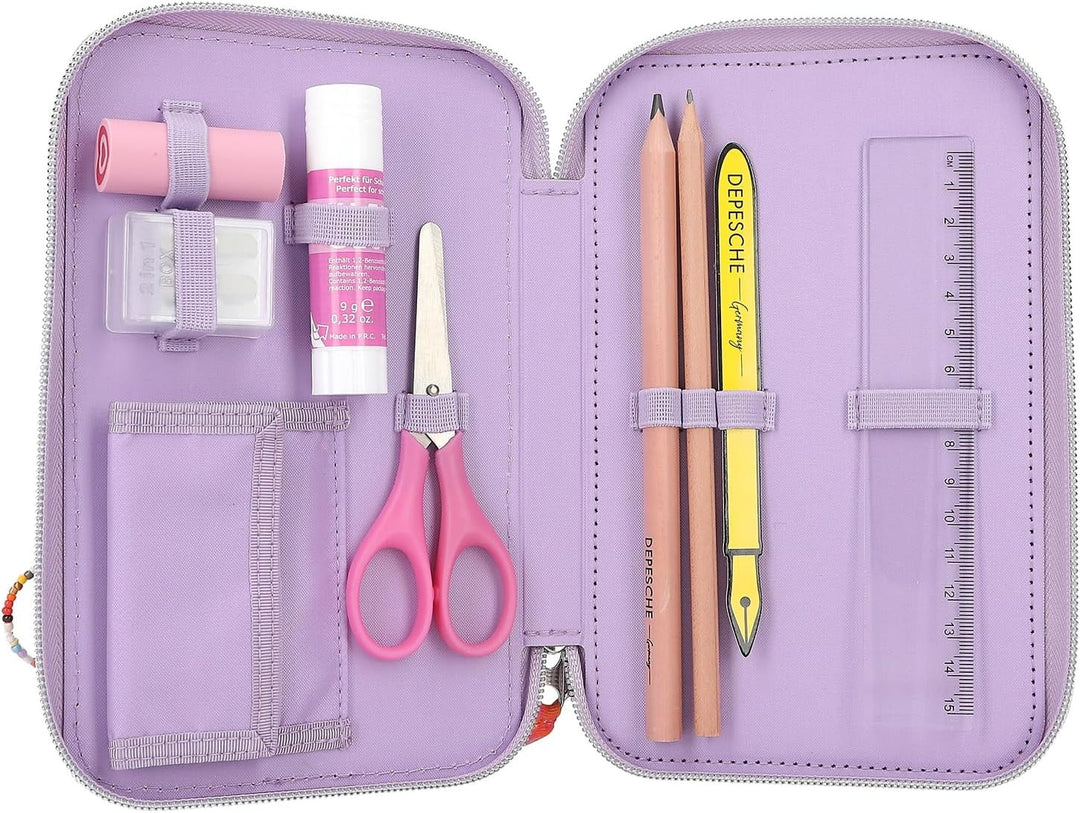 Depesche 3-Fach Federtasche mit appliziertem Smartphone TOPModel Joy lila