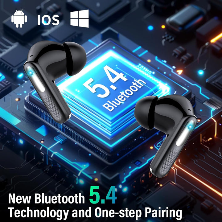 ZYHKON Bluetooth Kopfhörer mit Touchscreen, In Ear Kopfhörer Kabellos Bluetooth 5.4 mit ANC/ENC Mic