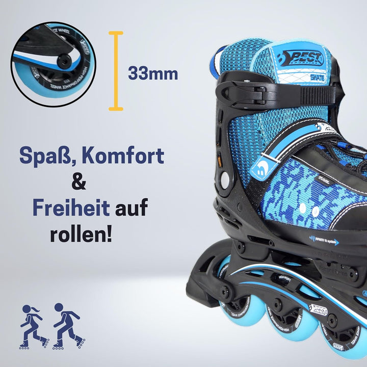 Best Sporting Inline Skates Kinder I Rollschuhe grössenverstellbar I robuste Inliner für Jugendliche