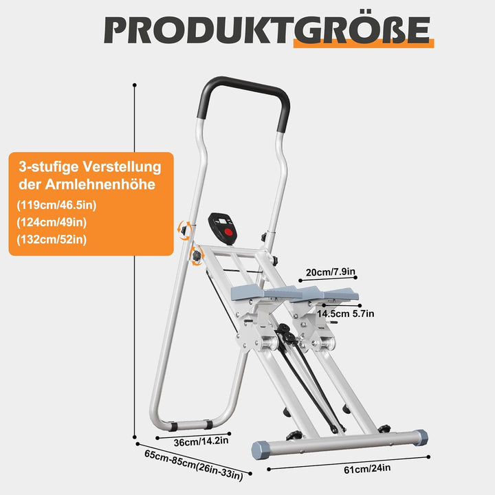 Treppe Stepper Klappbare,CEIEVER Vertikale Klettermaschine mit Einstellbarer Pedale Tragbarer Crosst