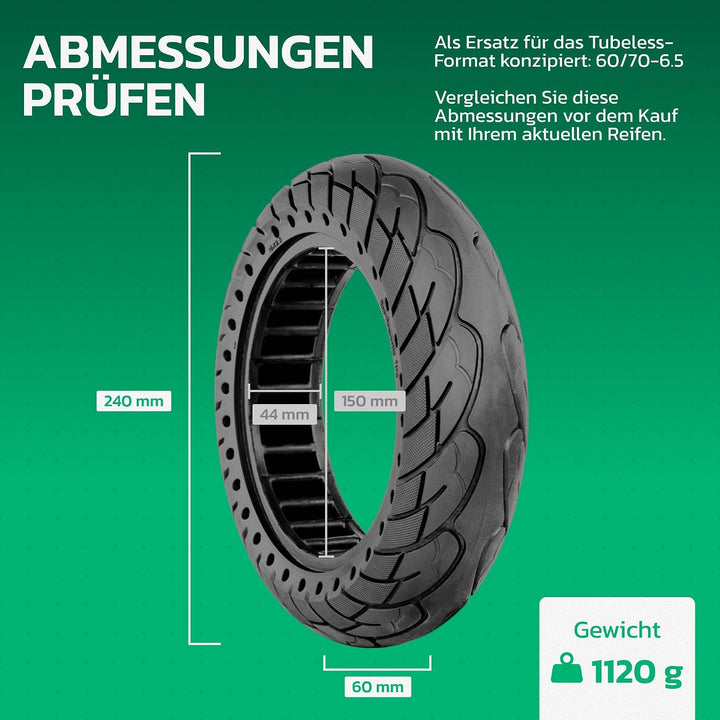 MOOVMOOV Vollgummireifen E-Scooter Reifen 10x2.5 - Kompatibel mit Elektrorollern Ninebot Max G30 - E