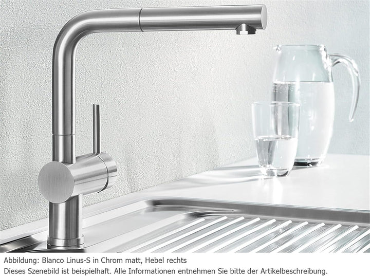 BLANCO LINUS-S - Küchenarmatur mit herausziehbarem Auslauf - Niederdruck - Chrom - 512200 Niederdruc