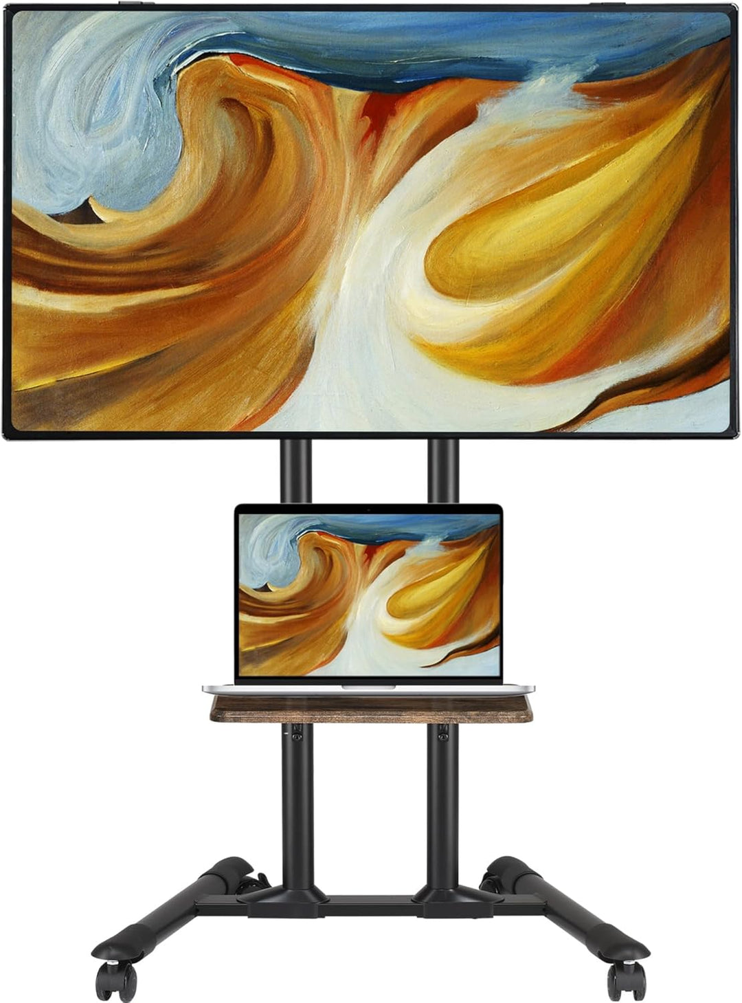 ETHU Mobiler TV Ständer auf Rollen für 32-70 Zoll Plasma/LCD/LED Fernseher, Höhenverstellbar, Tragba