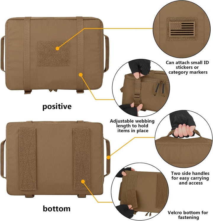 PETAC GEAR 4 PCS Taktische Packing Cubes, Multifunktionale Koffer Organizer Set Outdoor Mesh Bag Set