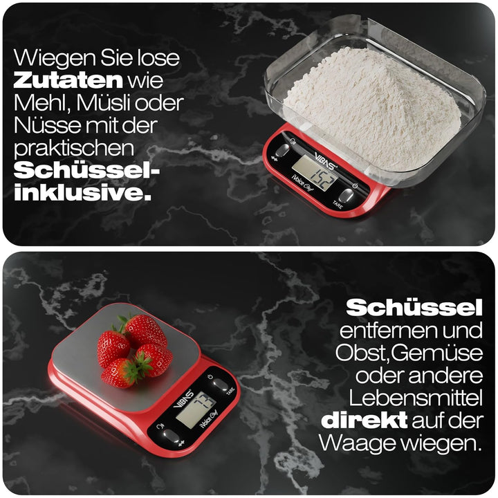 VIBAS iVoice Chef sprechende Küchenwaage, für Blinde und ältere Menschen, spricht 5 Sprachen, Gewich