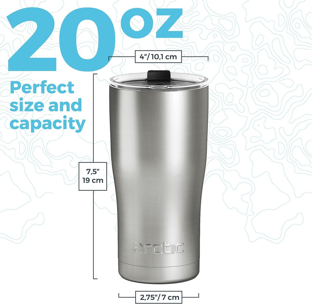 Arctic Tumblers Isolierter Becher mit Strohhalm und Reiniger, 590 ml, hält die Temperatur bis zu 24