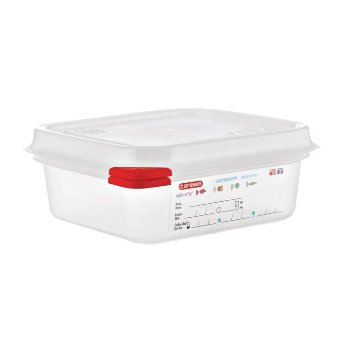 Araven 03350 PP Food Container GN mit Deckel, 1,1 l, 65 mm (4 Stück) 65 x 176 x 162mm, 65 x 176 x 16