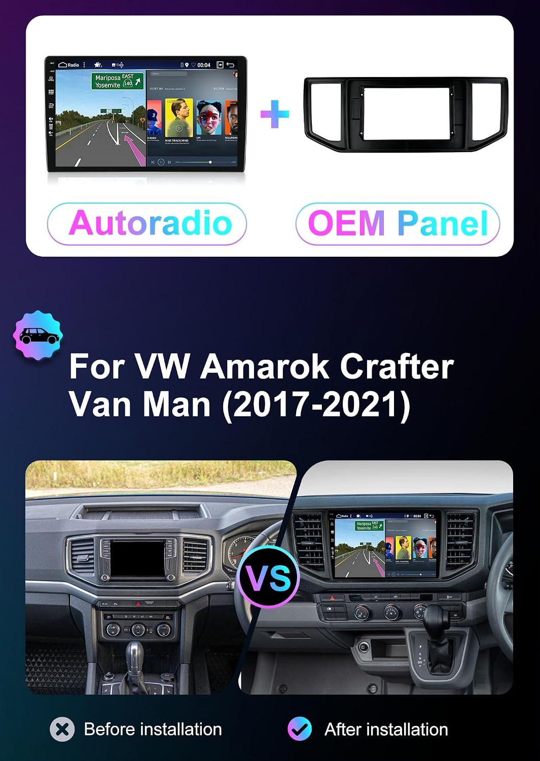 [6GB+128GB] Android 14 Autoradio für VW Amarok Crafter Van Man (2016-2021)-[Integriertes CarPlay/And