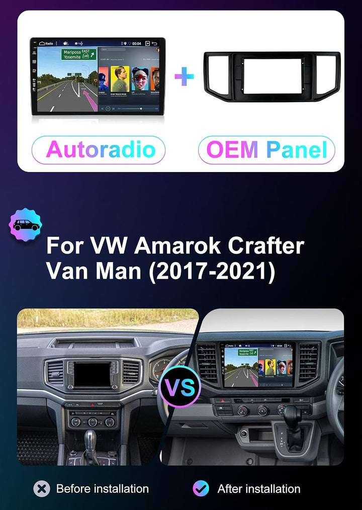 [6GB+128GB] Android 14 Autoradio für VW Amarok Crafter Van Man (2016-2021)-[Integriertes CarPlay/And