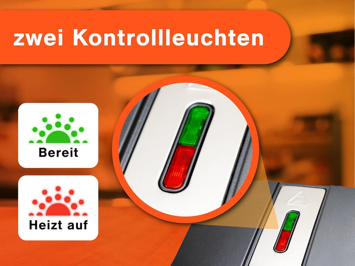 Sandwichmaker XXL für 4 grosse Sandwiches – 1400 W, Antihaftbeschichtung, Schnellaufheizung, automat