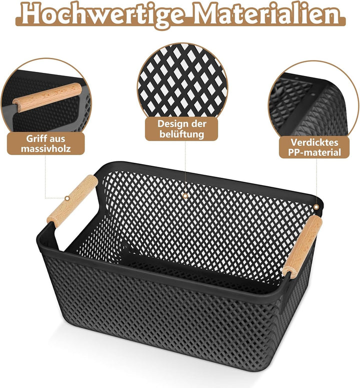 6er-Set Aufbewahrungsbox (3x Gross 35x22,5x16,2cm + 3x Mittel 30x20,4x14,2cm) -Aufbewahrungskorb Küc