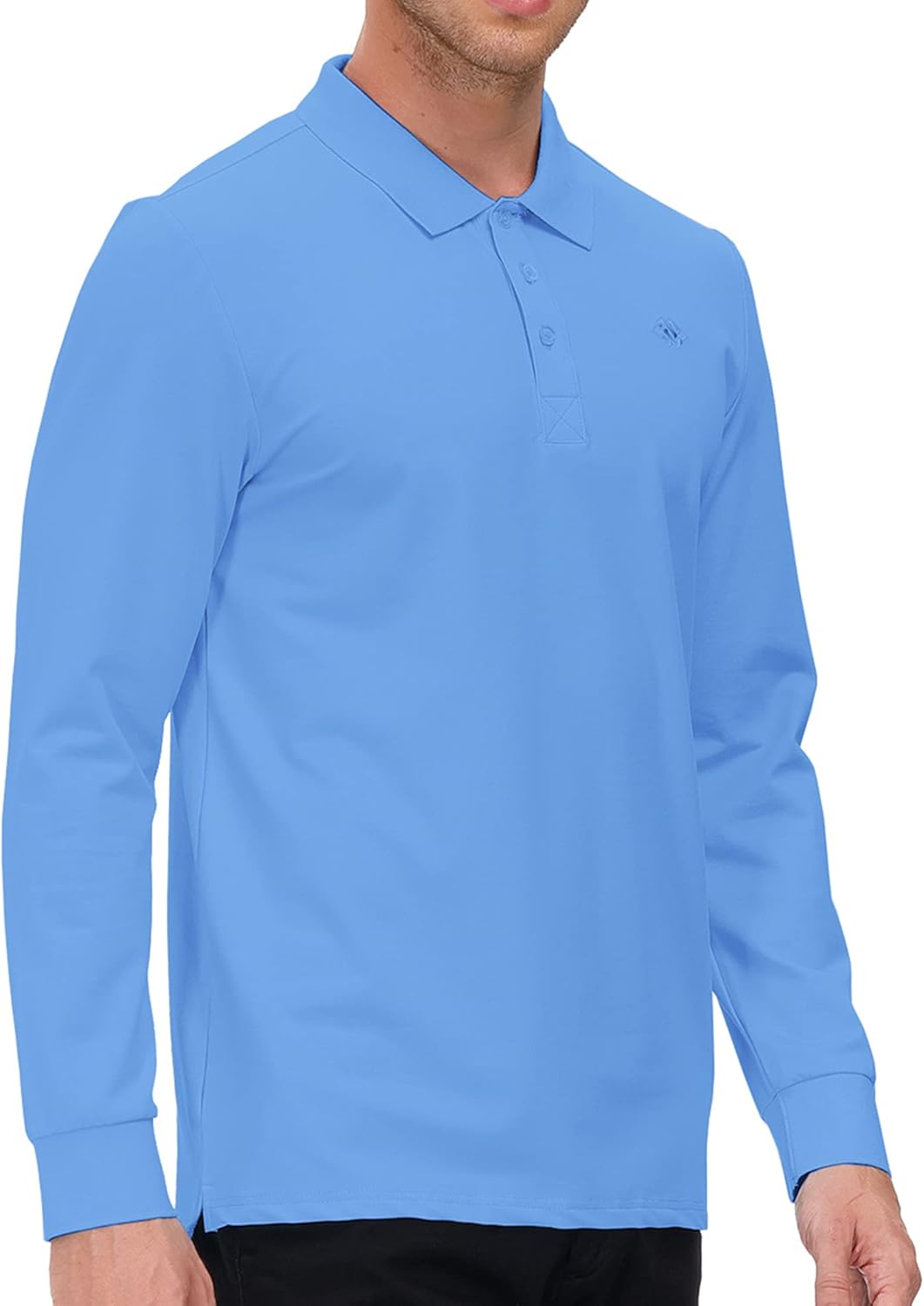MoFiz Herren Poloshirt Langarm Baumwolle Polohemd Freizeit Polo Golf Wintershirts mit Kragen S Himme