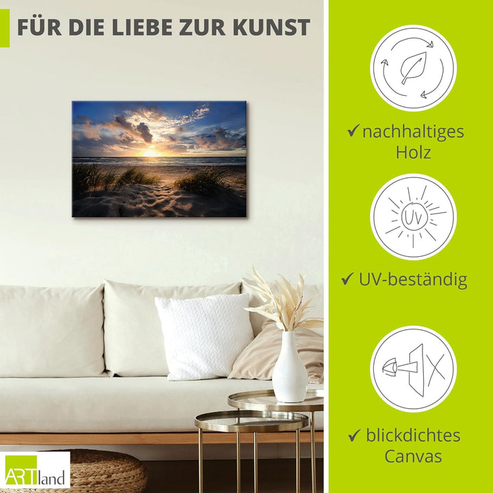 ARTland Leinwandbilder Wandbild Bild auf Leinwand 60x40 cm Wanddeko Strand Meer Küste Maritim Landsc