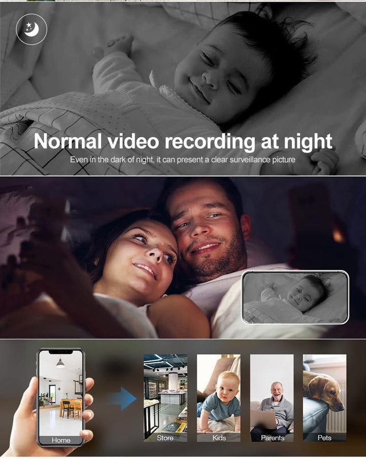 Mini Kamera 1080P – WLAN Innenkamera mit Live-Übertragung per App, Bewegungserkennung, Nachtsicht, M