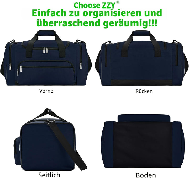 Sporttasche Reisetasche Fitness Tasche mit Schultergurt Wochenendtasche für Damen und Herren (Blau,