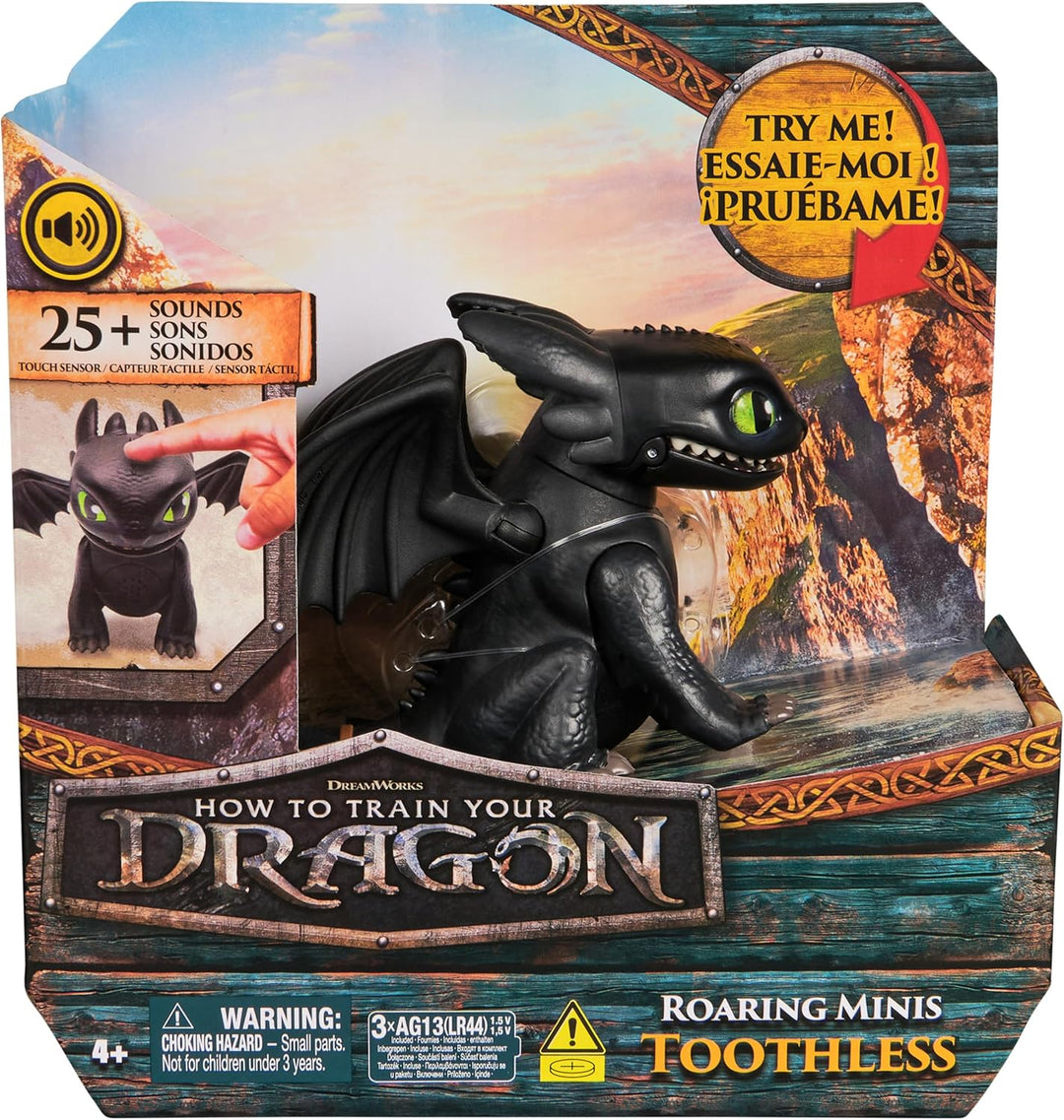 Dreamworks How to Train your Dragon, Interaktiver Mini-Drache Ohnezahn, Figur mit Soundeffekten, Spi