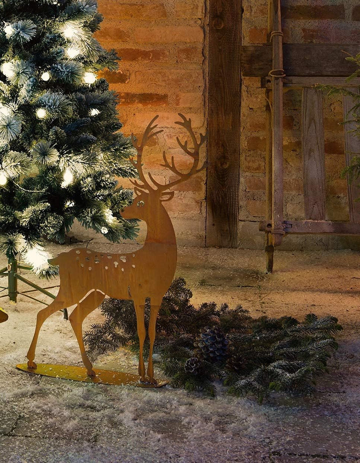 Dekoleidenschaft grosser Metall-Hirsch m Rost-Design, für Innen + Draussen geeignet, Gartendeko, Dek