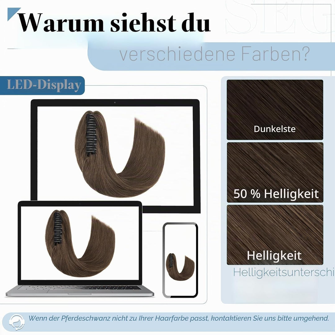 SEGO Ponytail Extension Echthaar Pferdeschwanz Zopf Clip in Haarteil Haarverlängerung 100% Remy Haar