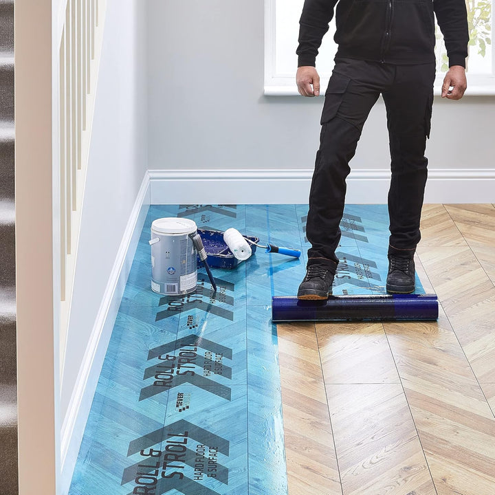 Everbuild Roll and Stroll Schutzfolie für harte Oberflächen | Selbstklebender Bodenschutz, Blau, 600