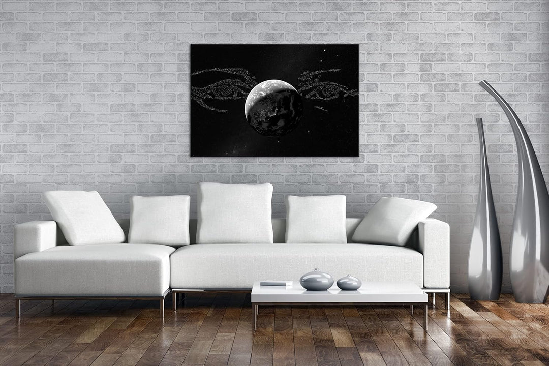 die Erde im Blick Format: 80x60 Effekt: Schwarz&Weiss als Leinwandbild, Motiv fertig gerahmt auf Ech