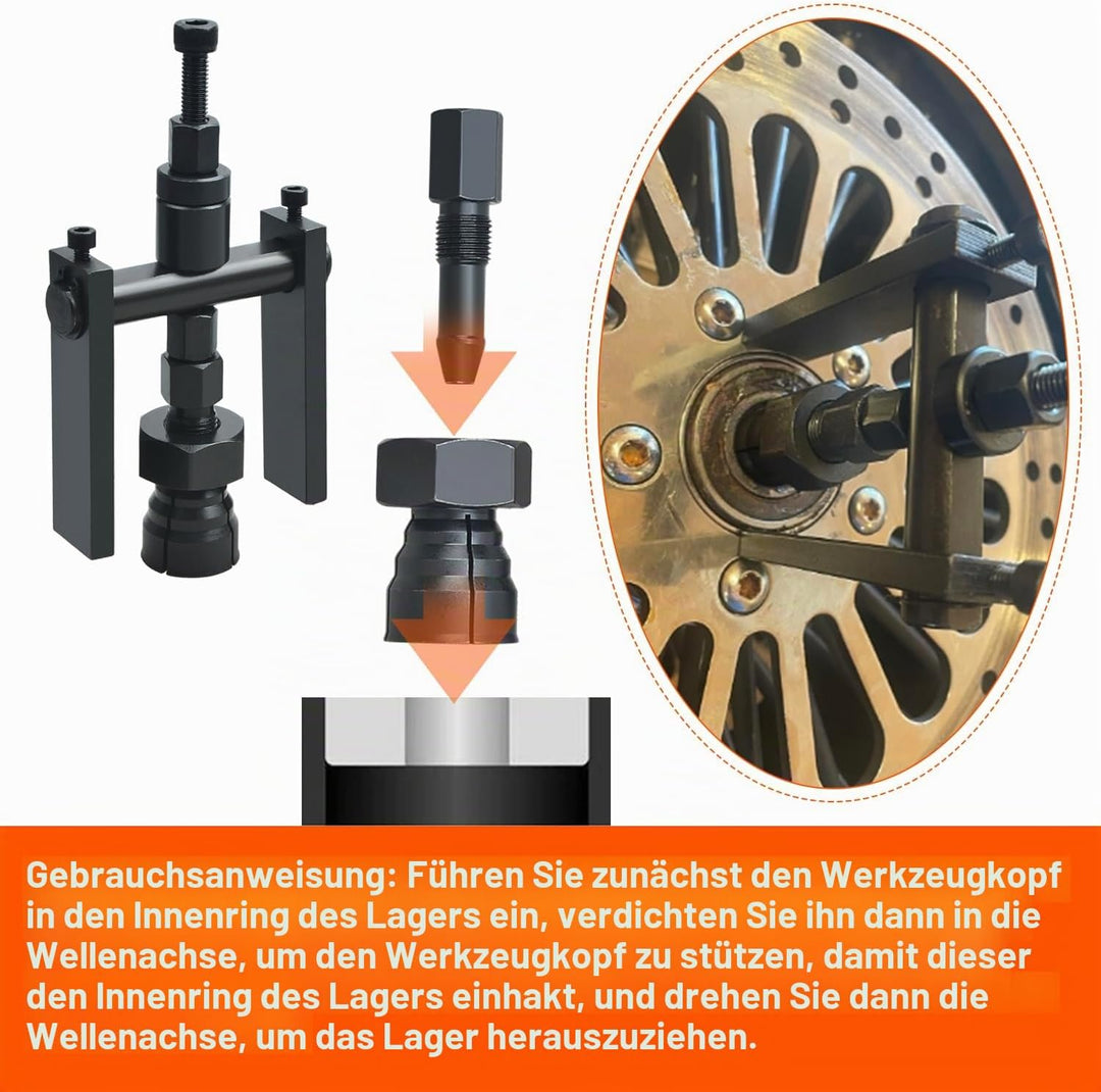 12-TLG 8-25mm Blind Kugellager Abzieher Kit Radlager Abzieher Set, Schiebehammer Innenbausatz