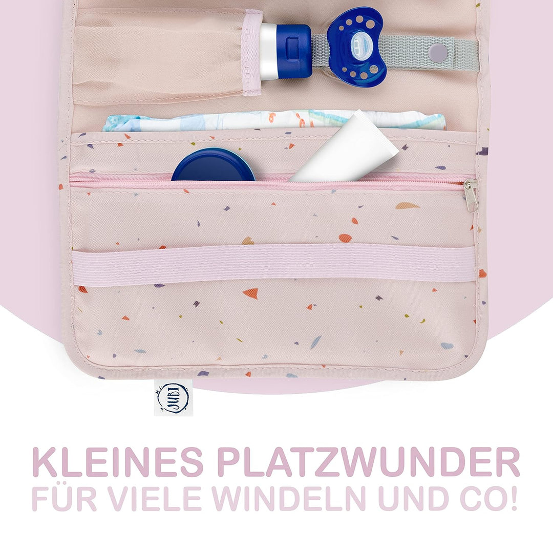 Jubi® Windeltasche mit Wickelunterlage für unterwegs mit extra viel Platz- Kleine Wickeltasche - Ros
