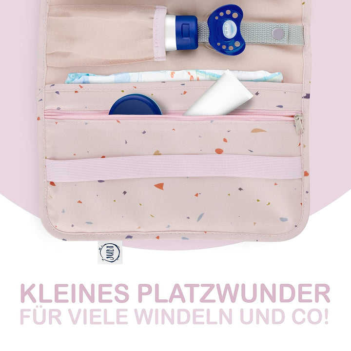 Jubi® Windeltasche mit Wickelunterlage für unterwegs mit extra viel Platz- Kleine Wickeltasche - Ros