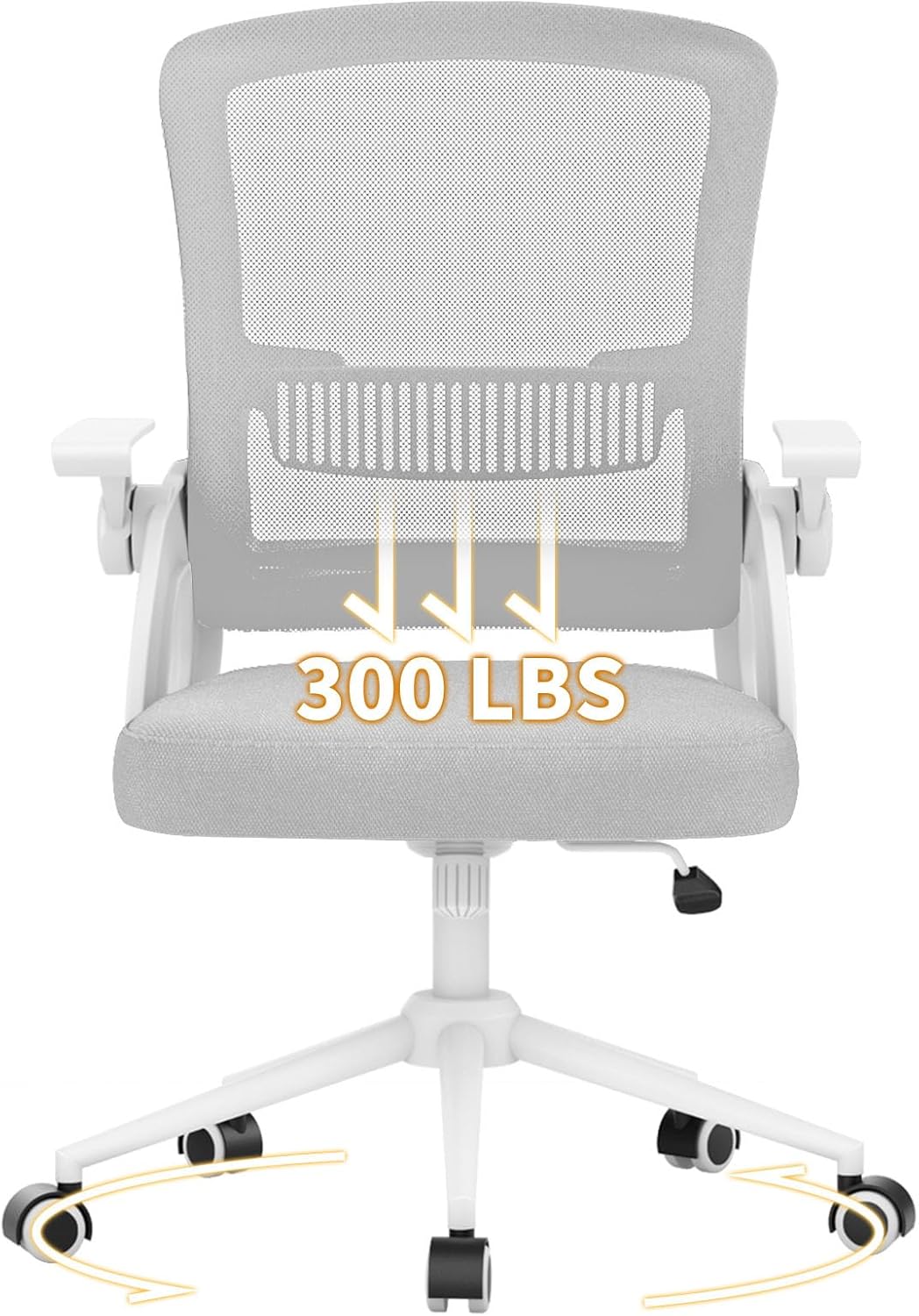 naspaluro Bürostuhl mit Hochklappbare Armlehnen, Schreibtischstuhl Ergonomisch, Drehstuhl mit Netzbe