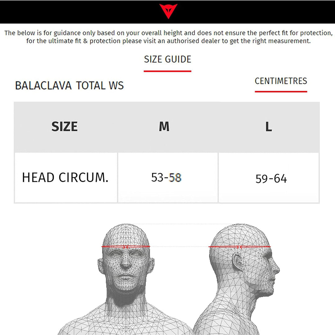 Dainese - Dry Balaclava, Motorrad Sturmhaube Schwarz für Herren und Damen, Universalgrösse, Sturmhau