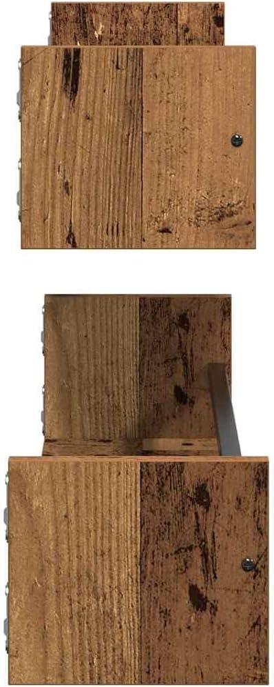 vidaXL Wandregal Wandmontiert 2 pcs Altholz 80 x 16 x 14 cm, Rechteckiges, modernes Wandregal, viel