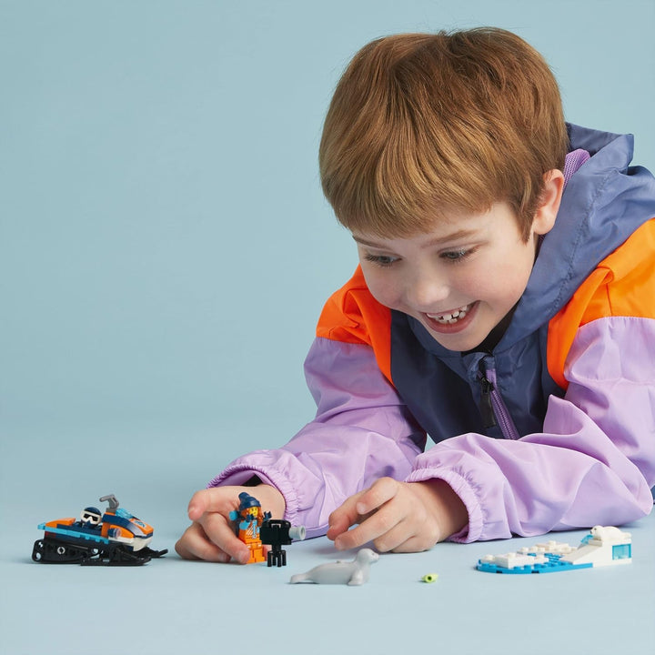 LEGO 60376 City Arktis-Schneemobil, Konstruktionsspielzeug-Set mit 3 Tier-Figuren und Einer Explorer