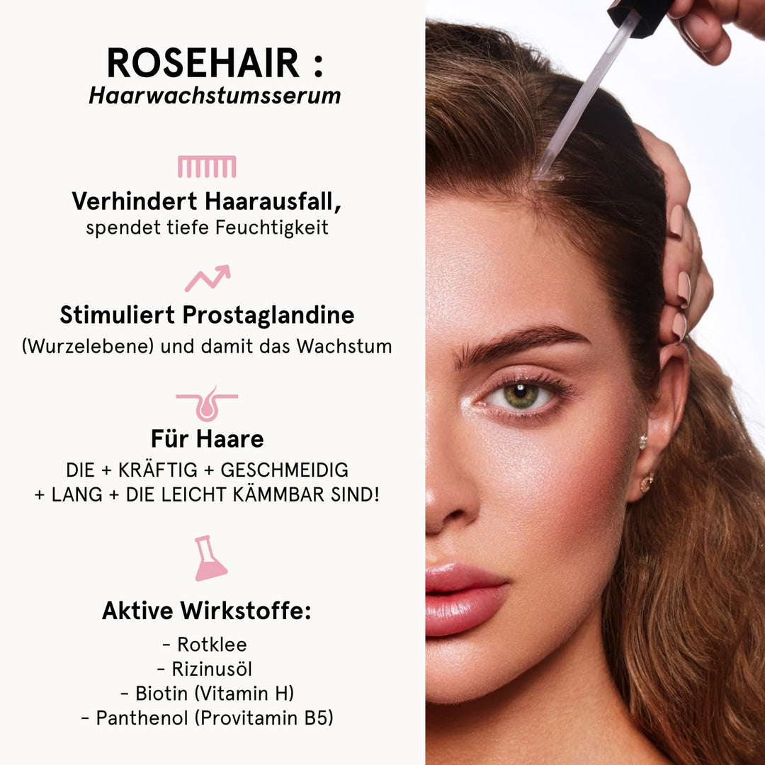 ROSEHAIR Haarwuchsserum 96% Natural von ROSEGOLD, Haarwuchsserum für +langes +starkes +schönes Haar,