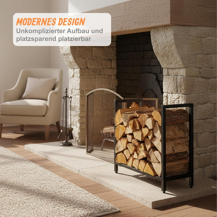 Relaxdays Kaminholzregal, Metall, HBT: 62,5 x 65 x 30,5 cm, Brennholzregal für Feuerholz, Stapelholz