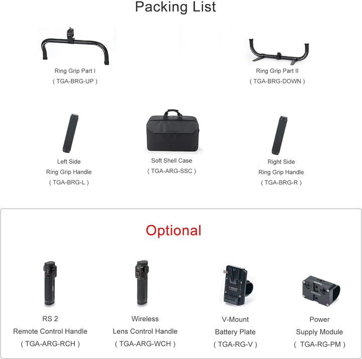 TILTA TGA-BRG-TK-1 Basic Ring Grip + TGA-ARG-SSC Soft Shell Case für DJI RS2 RS 2 RS3 RS 3 PRO Gimba