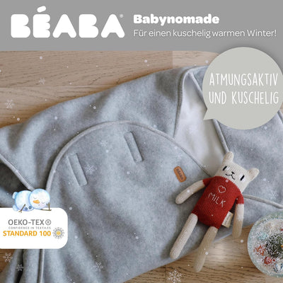 BÉABA, Babynomade Double Fleece, Baby Winter Wickeldecke, Autositz/Kinderwagen/Gondel/Transat, Weich