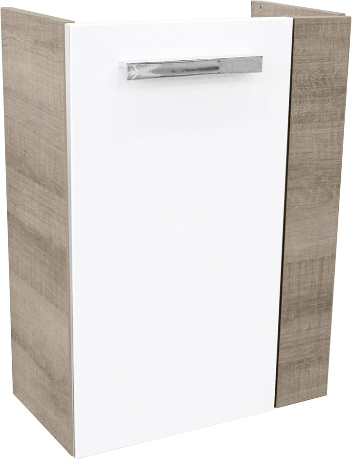 FACKELMANN SBC Mini Waschtischunterschrank 45 Weiss Hochglanz - Graueiche | Art.Nr: 86019