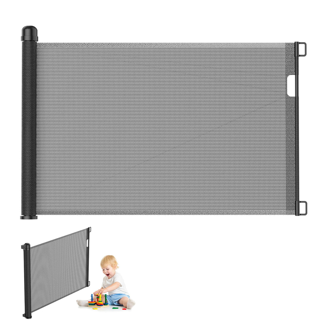 YRHome Baby Türschutzgitter Rollo Ausziehbar 0-180cm, Schwarz Treppenschutzrollo Treppenschutzgitter