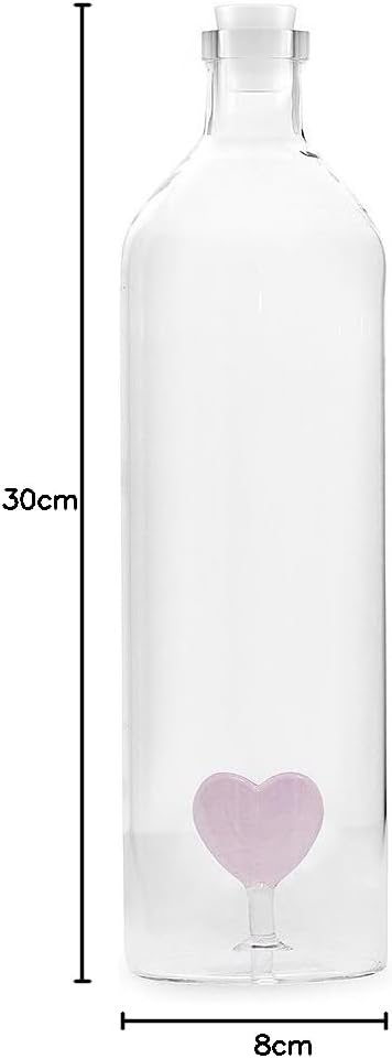 balvi Flasche Love 1,2L Wasserflasche Innen ist eine Figur befestigt Silikonzapfen Borosilikatglas 3