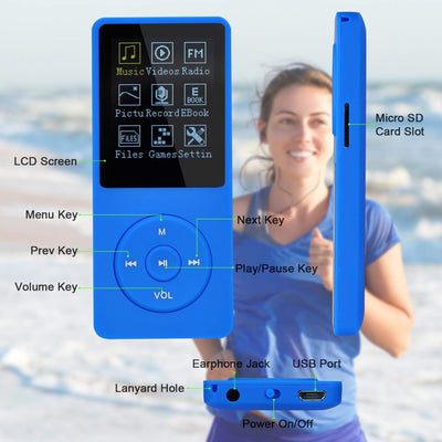 COVVY 8GB Tragbare MP3 Musik Player, Support bis zu 64GB SD Speicherkarte, Lossless Sound HiFi MP3 P