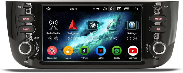 Erisin 8-Kern 4GB RAM 64GB ROM Android 14 Autoradio Bluetooth GPS Navigation für FIAT Grande Punto F