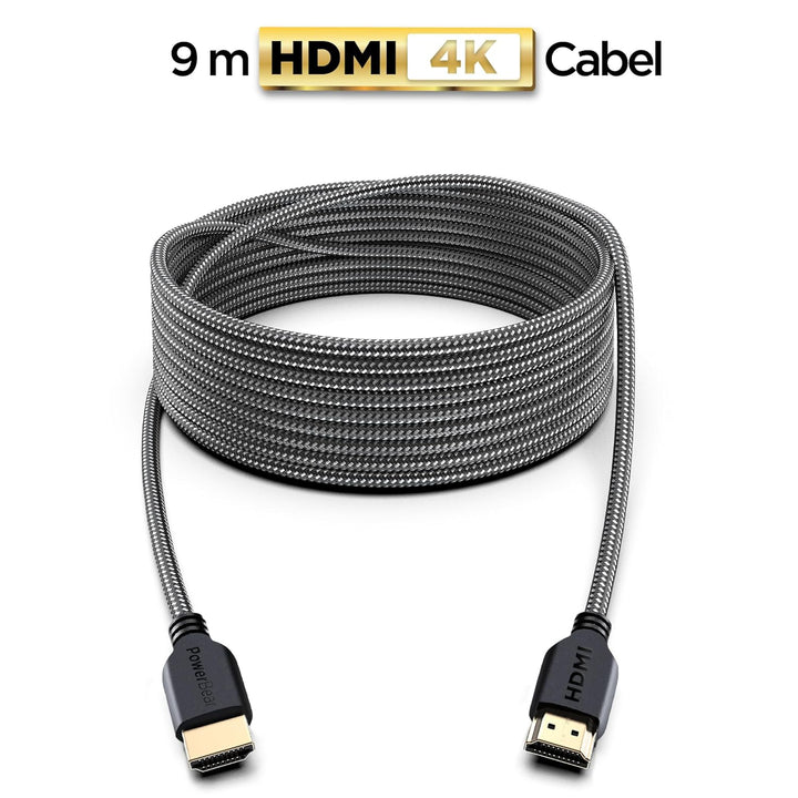 PowerBear 4K HDMI Kabel 9m | 18Gbps Hochgeschwindigkeit HDMI Kabel, geflochtenes Nylon & Goldstecker