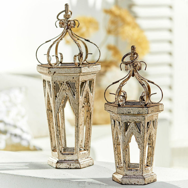 Loberon® Deko-Objekt 2er Set Morvant, Laternen-Duo, Antiksilber-Finish, Weihnachtsdekoration, Weihna