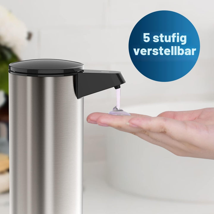 AIKE Seifenspender Automatisch Edelstahl mit Sensor Infrarot, 280ml Berührungsloser Automatischer Se