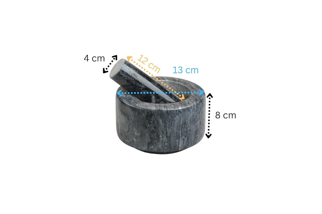 MOON HOME Mörser - Meteor grey, aus dunklem Marmor/Stein, Hochwertiger Steinmörser für Gewürze & Krä